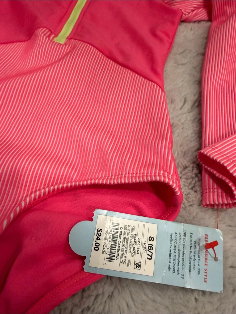 Kids Long Sleeve Rash Guard Swimsuit - Hot Pink